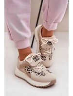 Dámské sportovní tenisky na platformě – béžové s panteřím vzorem Pumbes