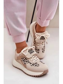 Dámské sportovní tenisky na platformě – béžové s panteřím vzorem Pumbes