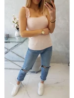 Halenka bez ramínek s volánky, pudrově růžová Halenka bez ramínek s volánky, pudrově růžová