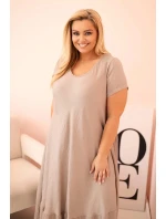 Dámské šaty plus size s krátkým rukávem a volánem z lehké viskózy fango