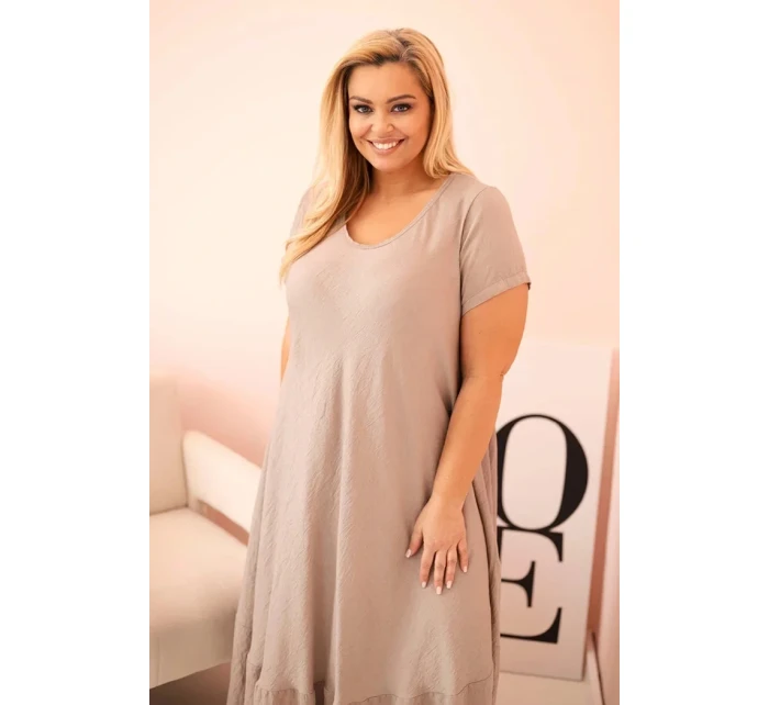 Dámské šaty plus size s krátkým rukávem a volánem z lehké viskózy fango