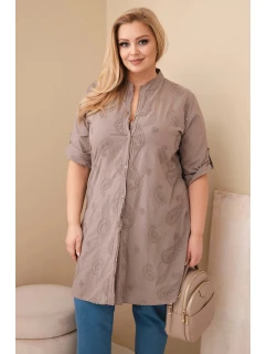 Dámské šaty Plus Size s vyšíváním a ohrnutým rukávem fango