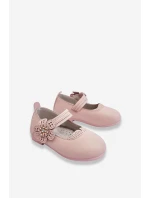 Dětské kožené baleríny s květem Růžove model 21620885 - Boto Dětské kožené baleríny s květem Růžove model 21620885 - Boto