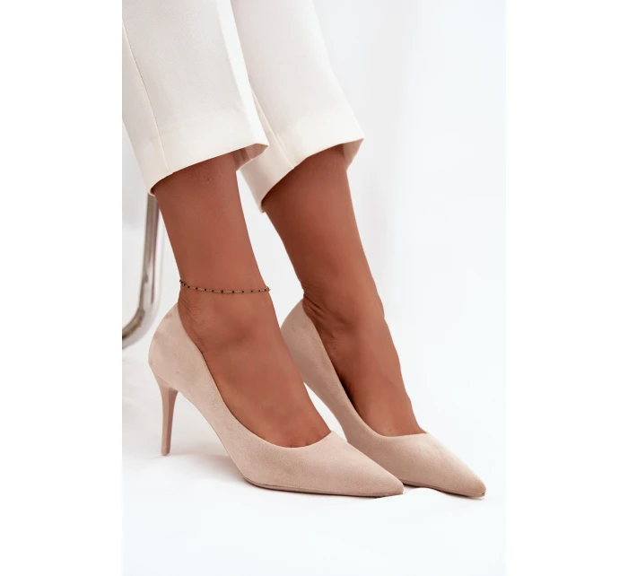 Dámské lodičky z eko semiše béžové Elvessa