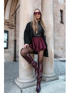 Dámské kozačky na jehlovém podpatku s páskem bordó model 21744541 - Boto