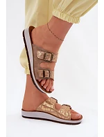 Dámské pantofle Béžové s přezkami model 22094896 - Inblu Dámské pantofle Béžové s přezkami model 22094896 - Inblu