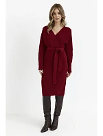 M810 Svetrové šaty s výstřihem do V - bordó
