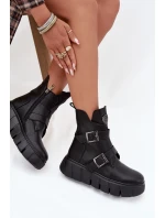 Dámské kotníkové boty s pásky a přezkami Vinceza – černé Dámské kotníkové boty s pásky a přezkami Vinceza – černé