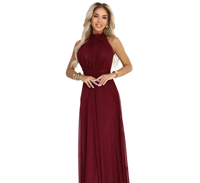 dlouhé šaty s  a elegantní  vínová barva model 21417004 - numoco basic