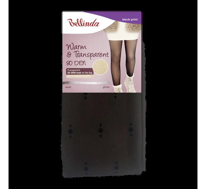 Dámské teplé punčochové kalhoty 80 DEN s WARM & 80 DEN FLEECE print model 21283021 - Bellinda Dámské teplé punčochové kalhoty 80 DEN s WARM & 80 DEN FLEECE print model 21283021 - Bellinda