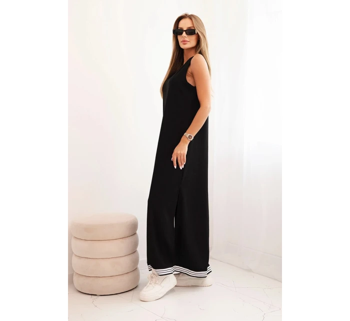 Dámská souprava z viskózy s rozepínací mikinou a dlouhou sukní černá Dámská souprava z viskózy s rozepínací mikinou a dlouhou sukní černá