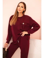 Komplet dámský máslový mikina a kalhoty s gumou model 21310126 - K-Fashion