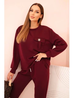 Komplet dámský máslový mikina a kalhoty s gumou model 21310126 - K-Fashion