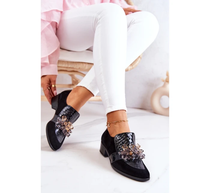 Semišové Boty S Dekorací černým model 21574516 - Boto