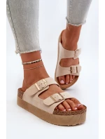 Dámské žabky na platformě s přezkami béžové model 21651009 - Boto