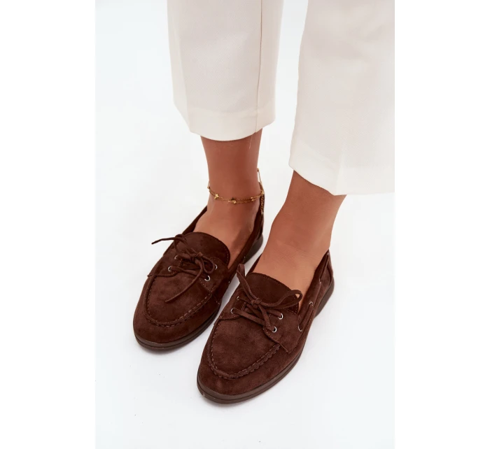 Polobotky Mokasiny Dámské Ploché S Čokoládové model 21709698 - Boto