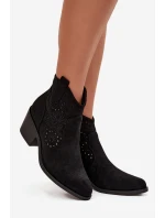 Dámské otevřené kotníkové boty na podpatku Černé model 21713481 Černé - S.Barski
