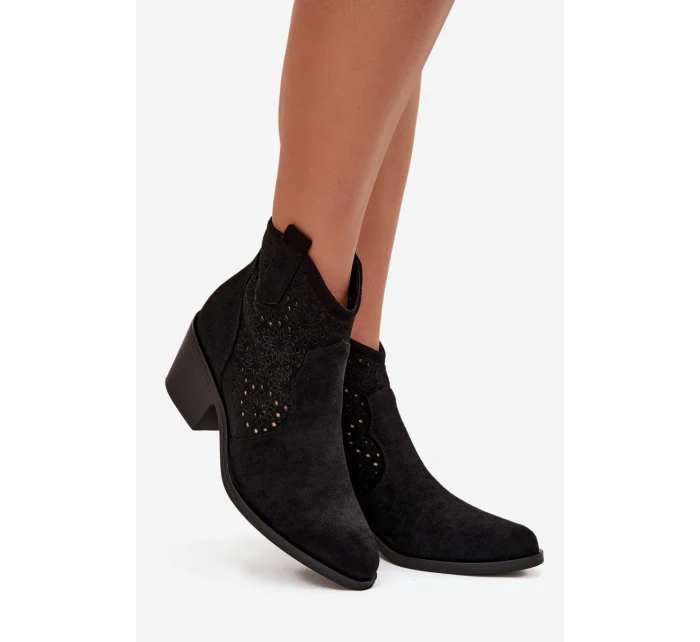 Dámské otevřené kotníkové boty na podpatku Černé model 21713481 Černé - S.Barski