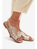 Dámské sandály na nízkém podpatku s ozdobou S.Barski KV61-6035 Zlaté