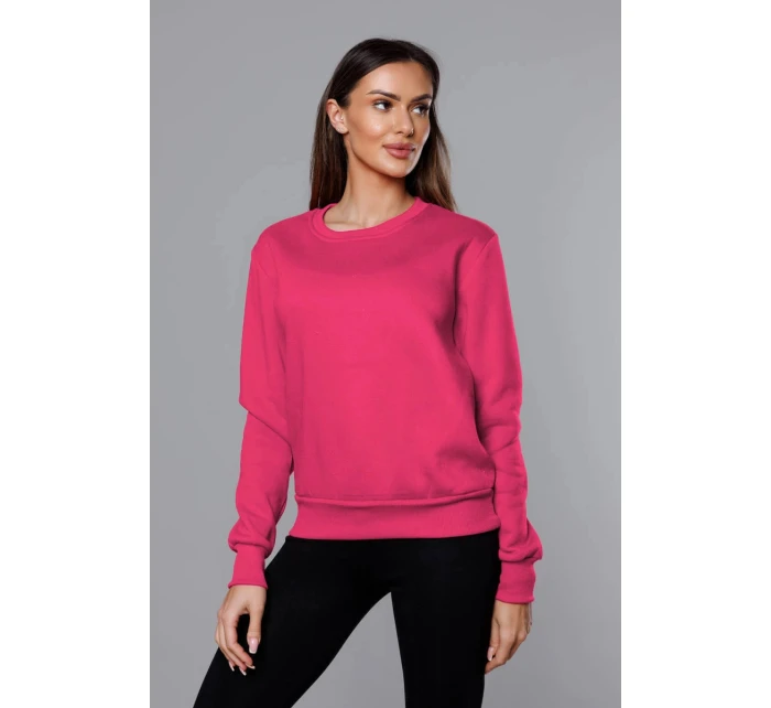 Růžová dámská tepláková mikina se stahovacími lemy model 21442142 - J.STYLE Růžová dámská tepláková mikina se stahovacími lemy model 21442142 - J.STYLE