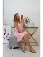 Šaty s tenkým páskem, pudrově růžové