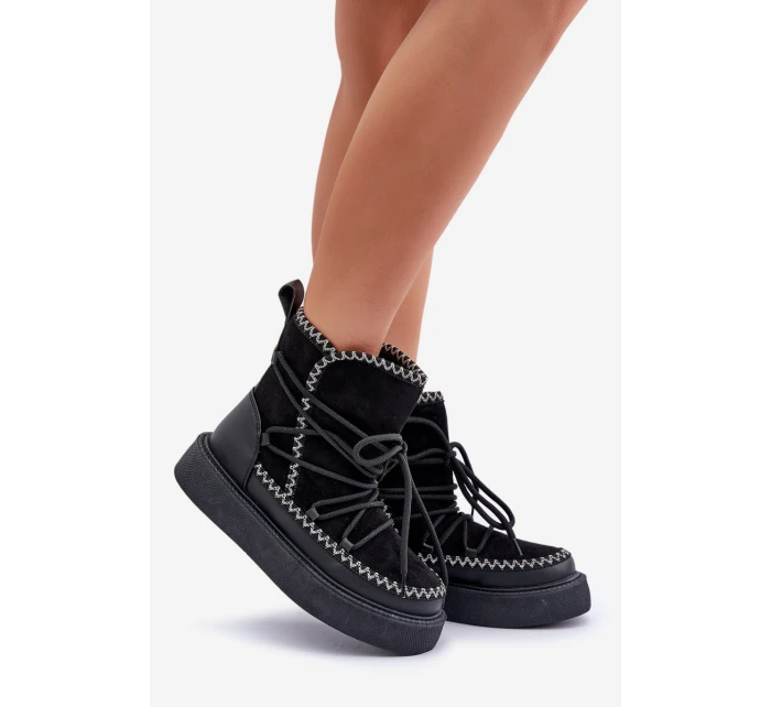 Dámské Sněhule S Vyšíváním Na Platformě Černé Naleris