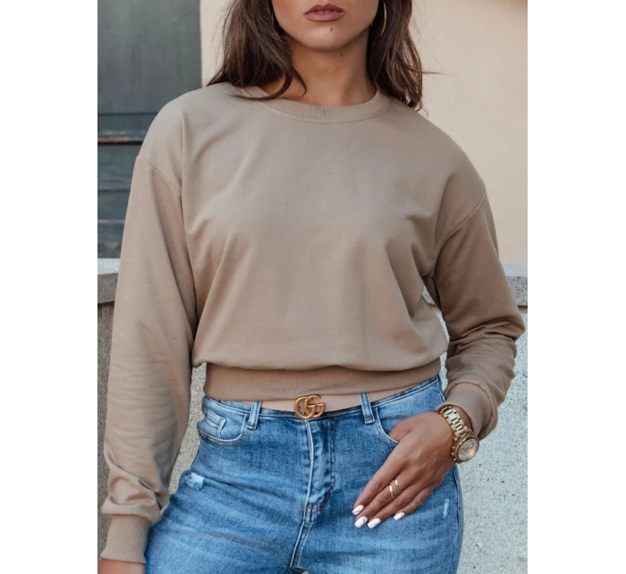 CASUALVIBE dámská klasická mikina světle hnědá FashionStreet BY1302