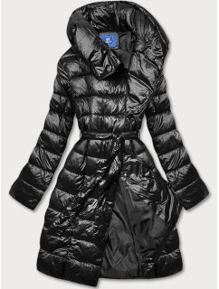 Černá dámská bunda s vyhrnutým límcem (ag1-j9061b)