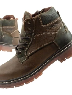 Wrangler Allan Mid pánské boty sable boots smart leather green brown
