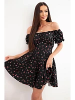 Dámské šaty s  s volánkem a výstřihem černá model 22205811 - K-Fashion