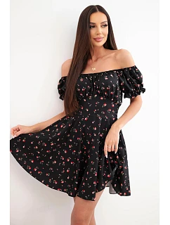 Dámské šaty s  s volánkem a výstřihem černá model 22205811 - K-Fashion
