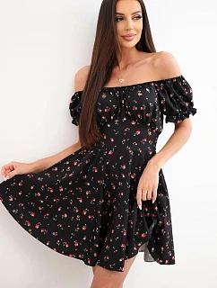 Dámské šaty s  s volánkem a výstřihem černá model 22205811 - K-Fashion