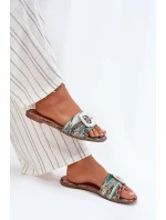 Ploché dámské pantofle s ozdobnou sponou multikolor Clariola Ploché dámské pantofle s ozdobnou sponou multikolor Clariola