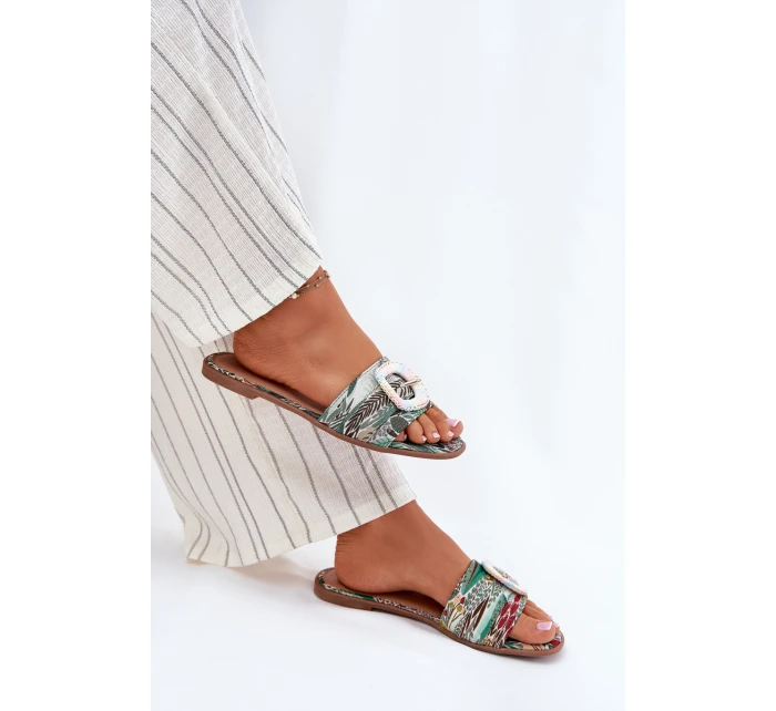 Ploché dámské pantofle s ozdobnou sponou multikolor Clariola Ploché dámské pantofle s ozdobnou sponou multikolor Clariola