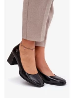 Dámské lakované kožené lodičky na podpatku Vinceza – černé Dámské lakované kožené lodičky na podpatku Vinceza – černé