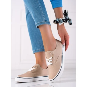 Moderní dámské hnědé  tenisky bez podpatku