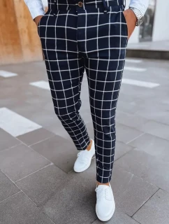 Pánské kostkované chinos kalhoty tmavě modré Dstreet model 21968619 - FashionStreet