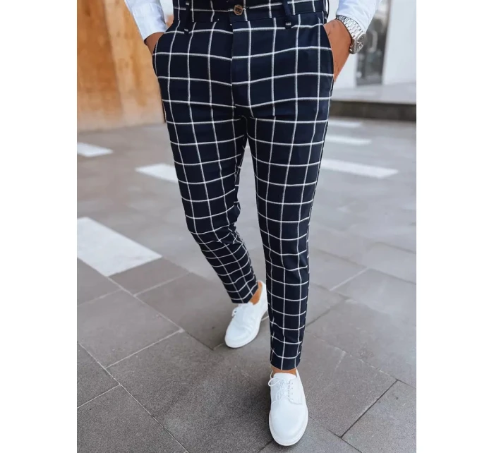 Pánské kostkované chinos kalhoty tmavě modré Dstreet model 21968619 - FashionStreet