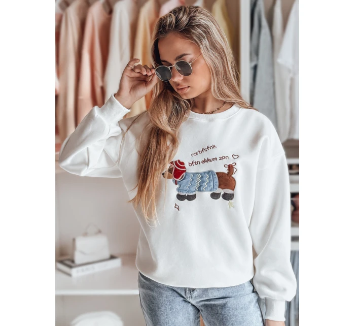 Dámská oversize mikina s výšivkou DOGSWEETY bílá FashionStreet BY1478