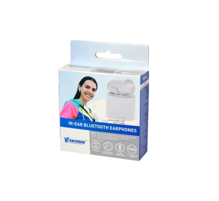 SLUCHÁTKA DO UŠÍ VAKOSS BT S DOKOVACÍ STANICÍ SK-832BW BÍLÁ