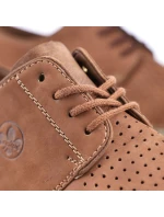 Kožené polobotky Rieker M RKR528 hnědé s ažurovým vzorem