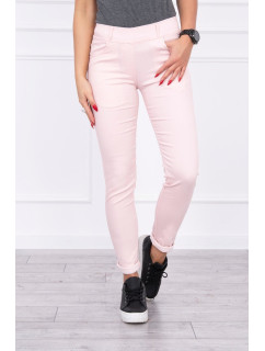 Kalhoty v barvě džínoviny světle pudrově růžové