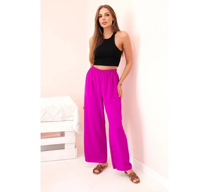 Kalhoty se širokými nohavicemi tmavě fialová Kalhoty se širokými nohavicemi tmavě fialová