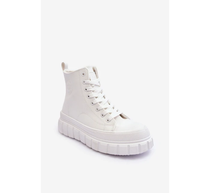 Ocieplané Kožené Tenisky Na Zip Big Star MM274624 Bílé