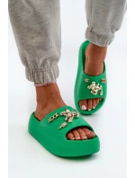 Dámské lehké pěnové žabky s ozdobami zelené model 21665943 - Boto Dámské lehké pěnové žabky s ozdobami zelené model 21665943 - Boto