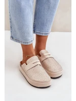 Dámské sandály zdobené zirkony na platformě béžové Deorani Dámské sandály zdobené zirkony na platformě béžové Deorani