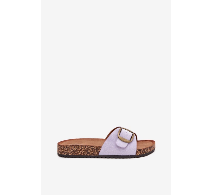 Dámské Pantofle S Přezkou Na Korek Plošině Fialové Zavira Dámské Pantofle S Přezkou Na Korek Plošině Fialové Zavira