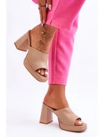 Kožené vysoké podpatky béžové Livesa