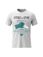 Pánské bavlněné tričko s potiskem - OTEC & SYN - bílé