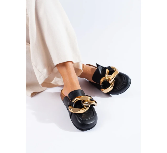 Praktické dámské  nazouváky černé bez podpatku